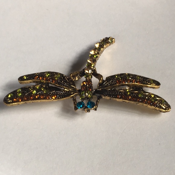 New! Dragonfly Rhinestone Brooch - Picture 3 of 8